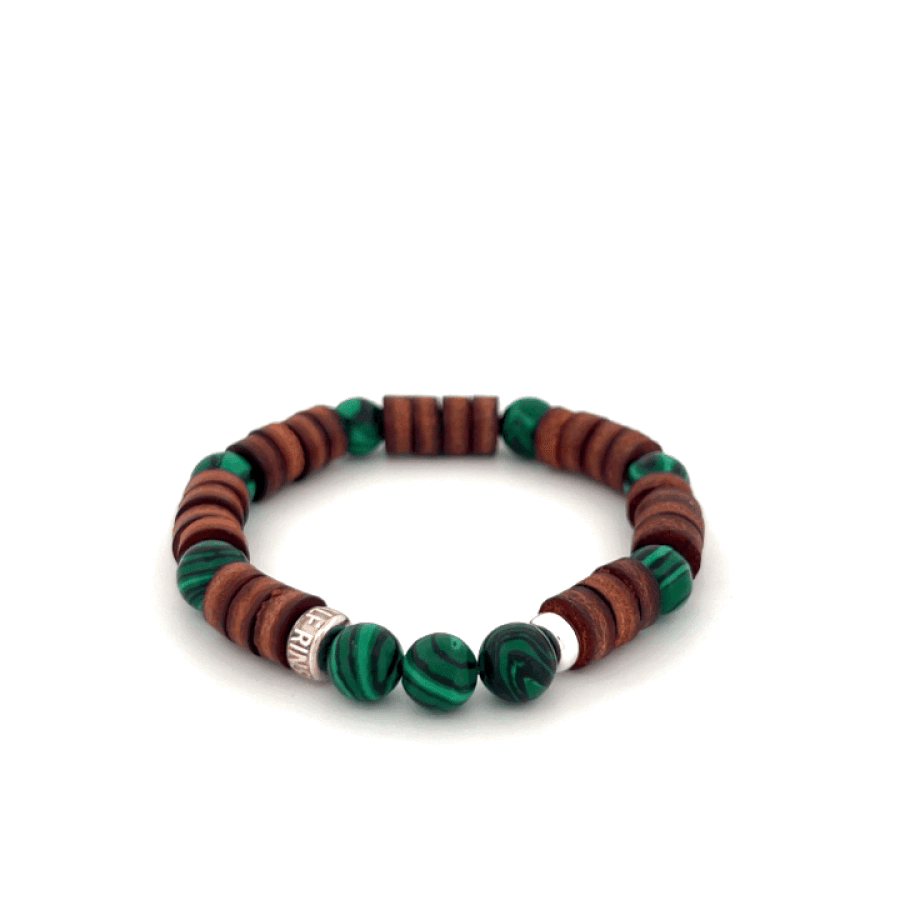 LeatherPearl Armband mit Malachit